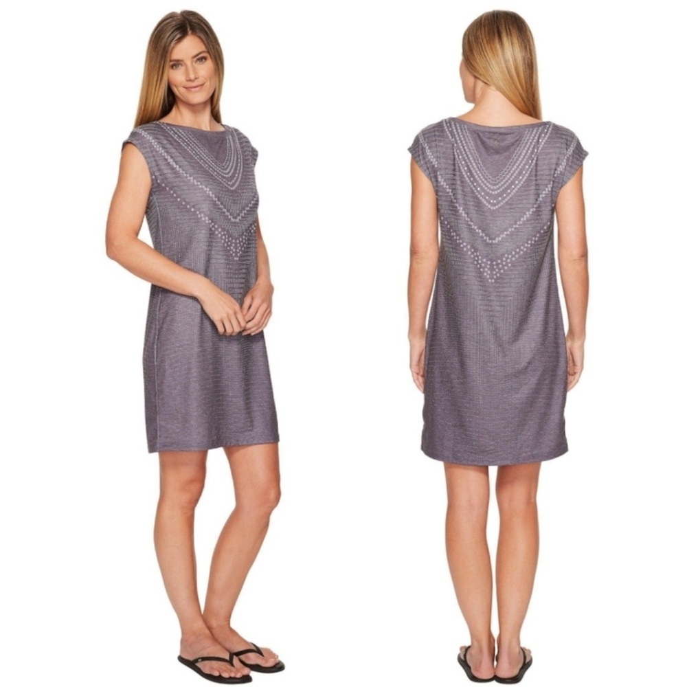 Prana Women's Gray Dress soft dots large
